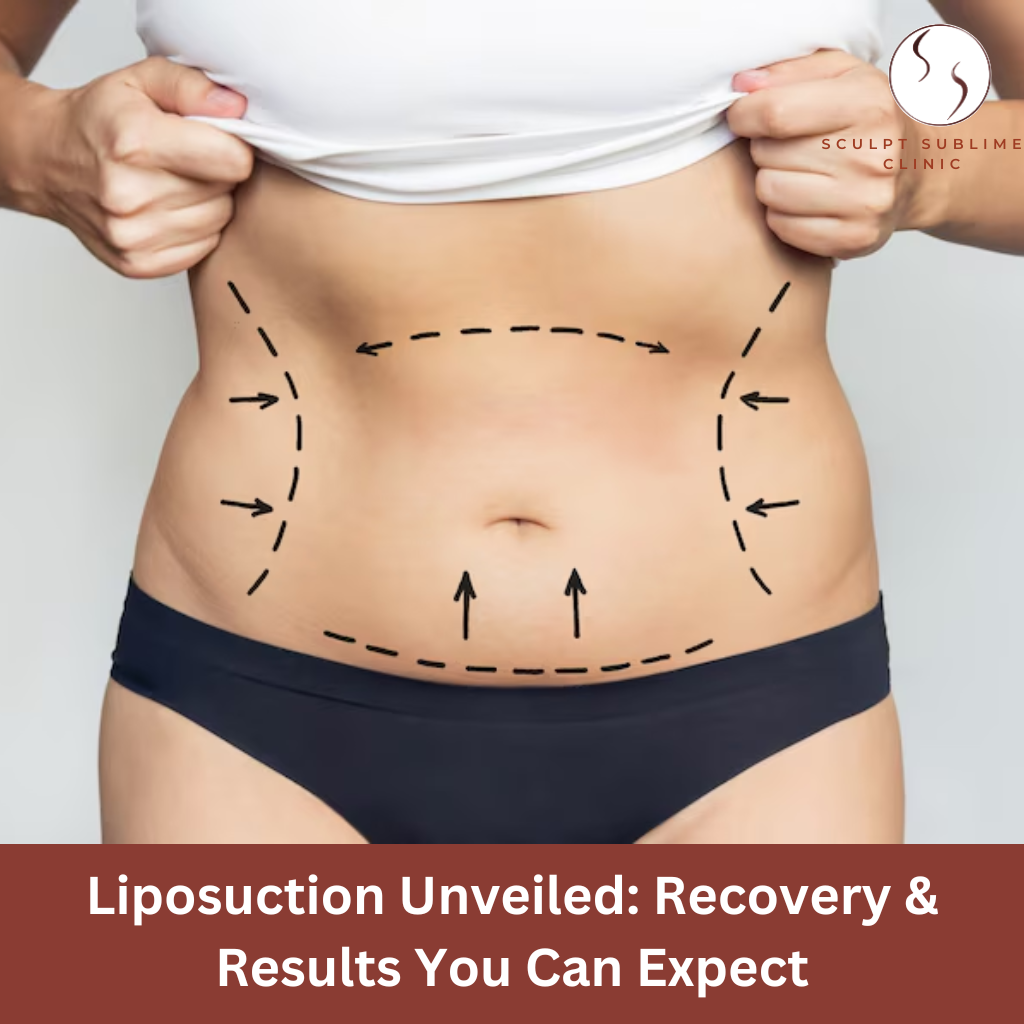 Image showing marked abdomen for liposuction procedure.
