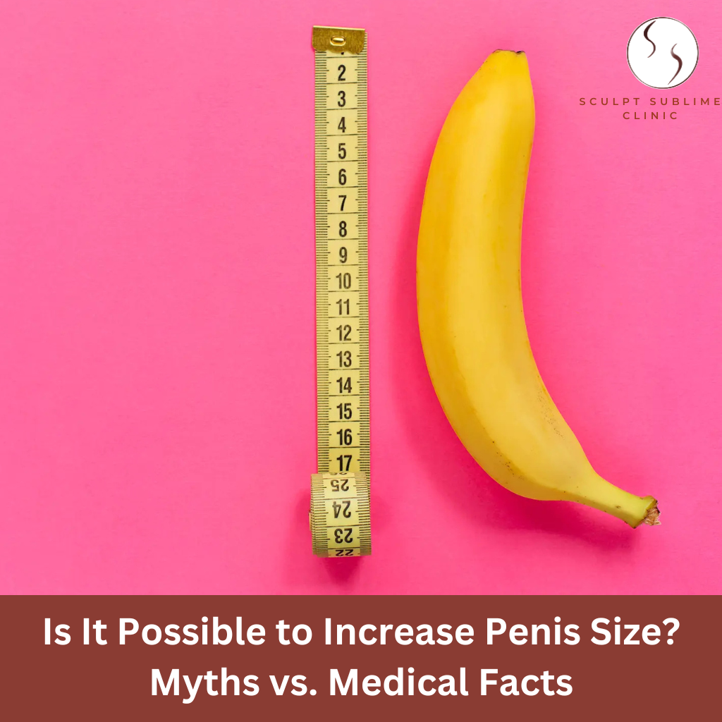 A banana placed next to a measuring tape on a pink background, symbolizing discussions on penis size myths and facts.