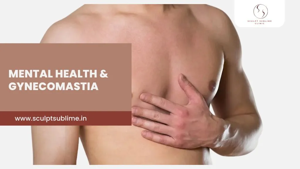 Bare-chested man covering his chest with one hand, representing the emotional and mental health challenges associated with gynecomastia.