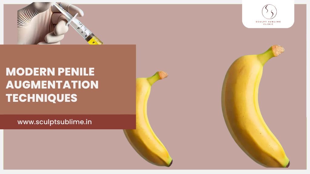 Illustration comparing penile augmentation results with modern enhancement techniques