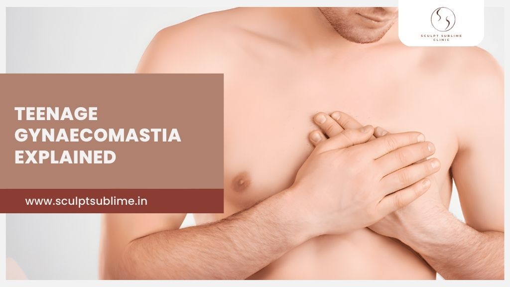 Teenage male covering chest area, representing gynaecomastia awareness and treatment options.