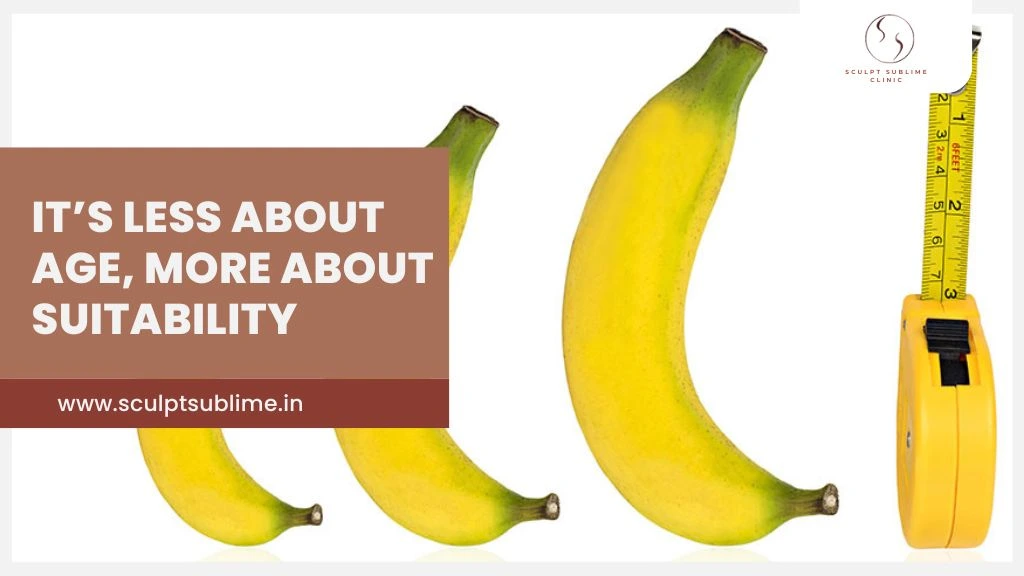 Bananas of different sizes beside a measuring tape representing penile size evaluation and suitability for male enhancement surgery.