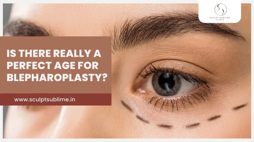 Close-up of an eye with surgical markings for blepharoplasty highlighting eyelid lift treatment.