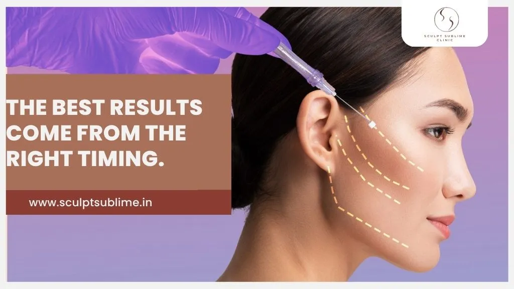 Facelift injection marking facial contour lines showing best timing for facelift in Mumbai